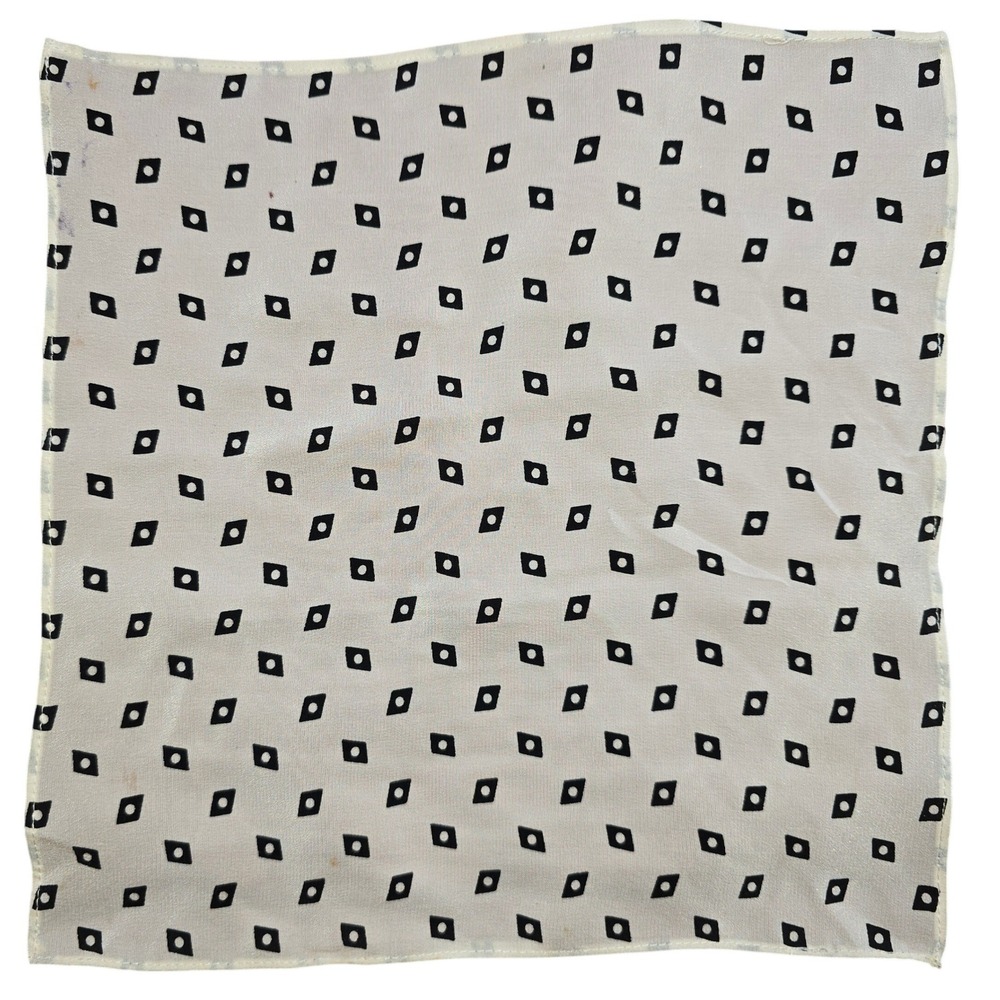 Scarf Belt Shawl Sash Table Runner Bandana Hankie Tie 10"x10" Black & White VTG